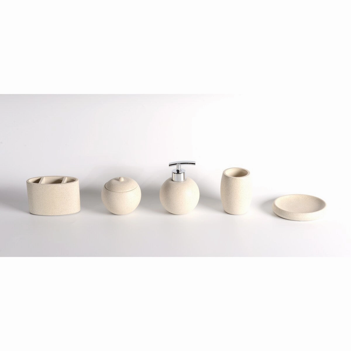 Concrete terrazzo Bath Accessory Set,White Sandstone Color