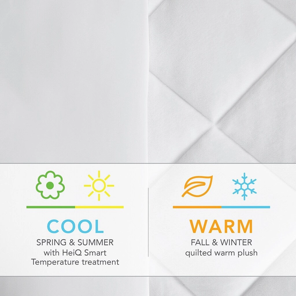 Cool/Warm Reversible Waterproof and Stain Release Mattress Pad, HeiQ Smart Temperature Mattress for Bedroom - White