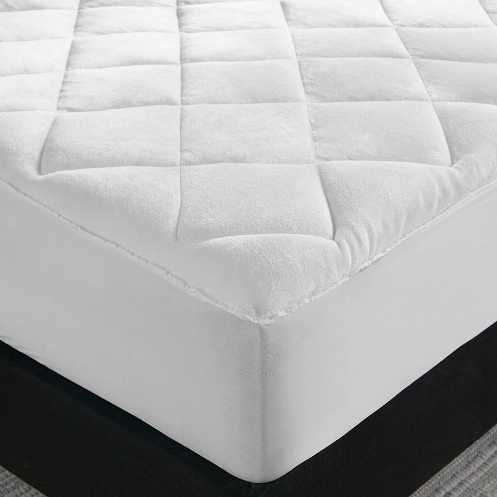 Cool/Warm Reversible Waterproof and Stain Release Mattress Pad, HeiQ Smart Temperature Mattress for Bedroom - White