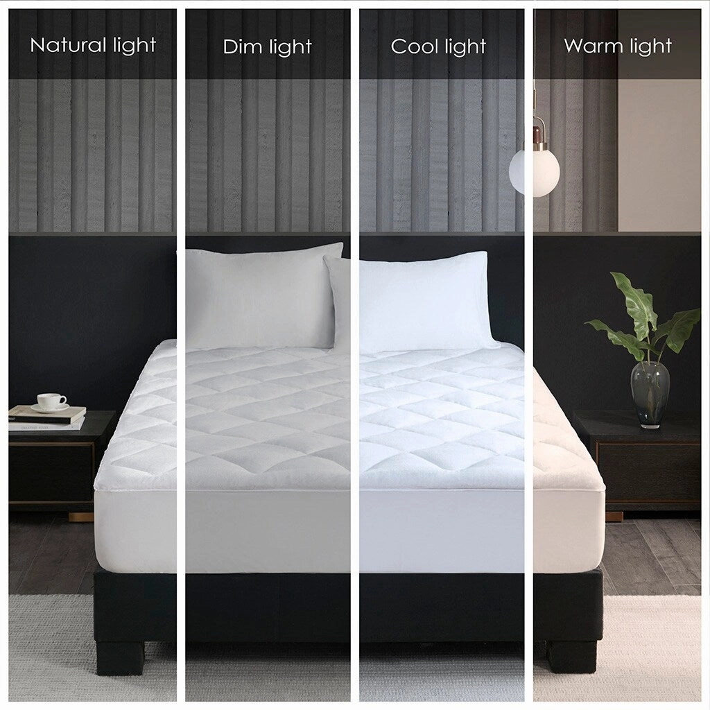 Cool/Warm Reversible Waterproof and Stain Release Mattress Pad, HeiQ Smart Temperature Mattress for Bedroom - White