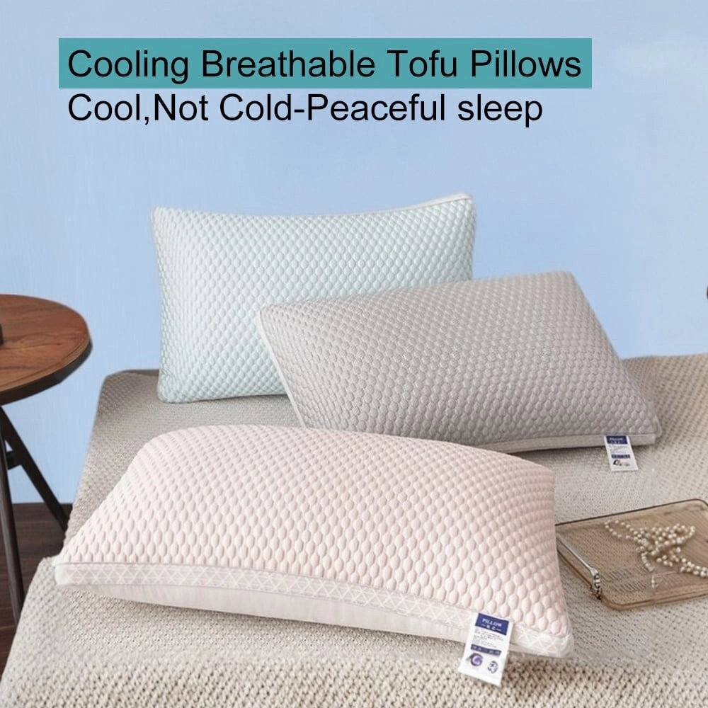 Cooling Breathable Soft Tofu Down Alternative Pillows,Gray(set of 1 or 2) - Gray