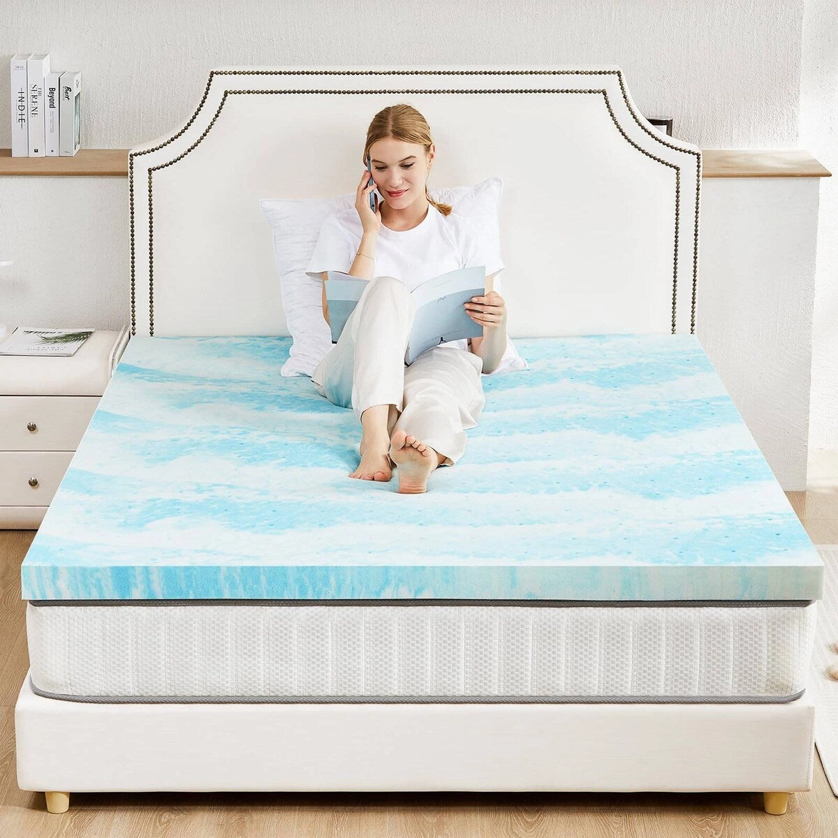 Cooling Gel Swirl-Infused Memory Foam Bed Topper  Exclusive for Targeted Back Pain Relief