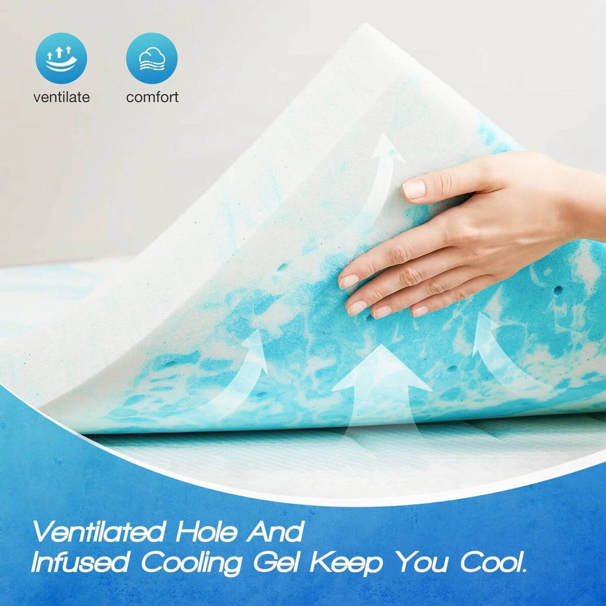 Cooling Gel Swirl-Infused Memory Foam Bed Topper  Exclusive for Targeted Back Pain Relief