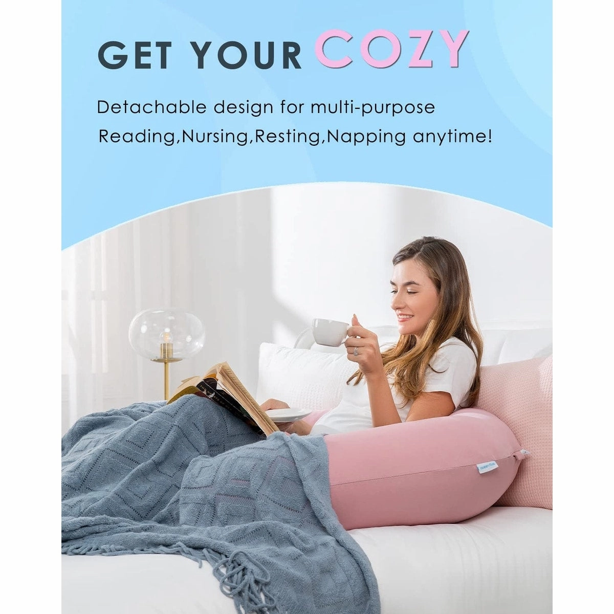 Cooling Pregnancy Pillows, E Shaped Maternity Pillow for Sleeping, with Extra Wedge Pillow for Belly Support, 60 Inch Full