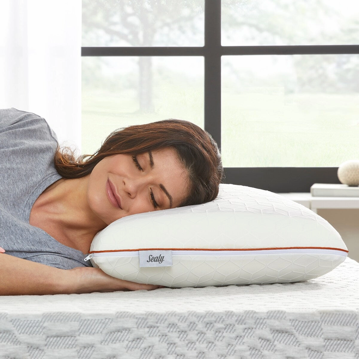 Copper SealyChill Gel Memory Foam Bed Pillow with Anti-Microbial Cover