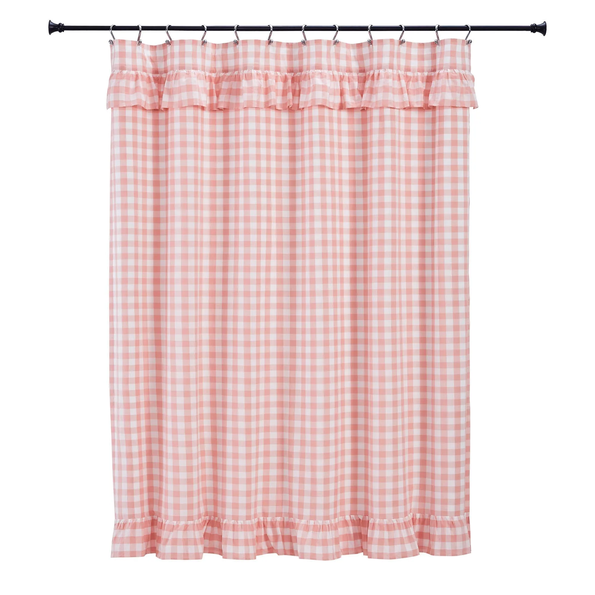 Coral Ann Buffalo Check Ruffled Shower Curtain