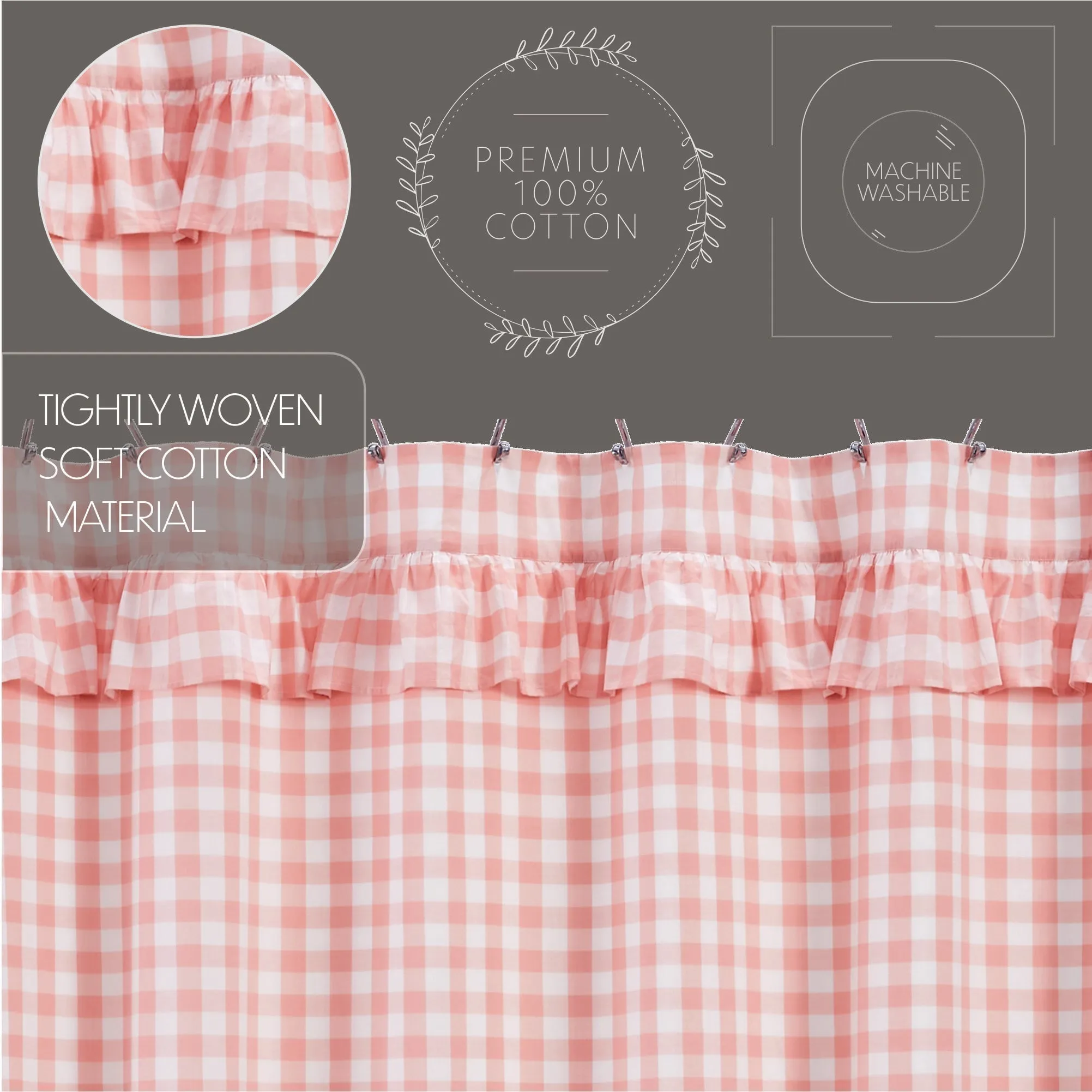 Coral Ann Buffalo Check Ruffled Shower Curtain