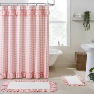 Coral Ann Buffalo Check Ruffled Shower Curtain Lighting,Lamps Fixtures