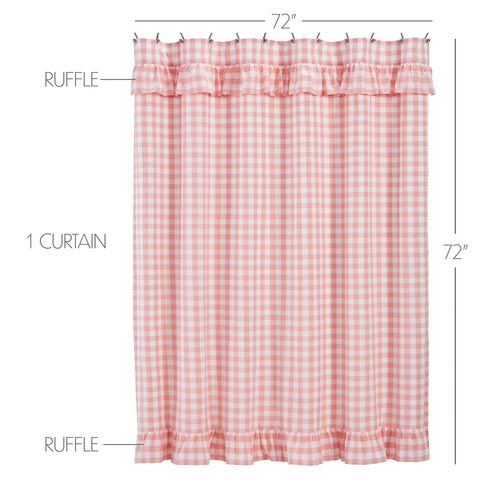 Coral Ann Buffalo Check Ruffled Shower Curtain