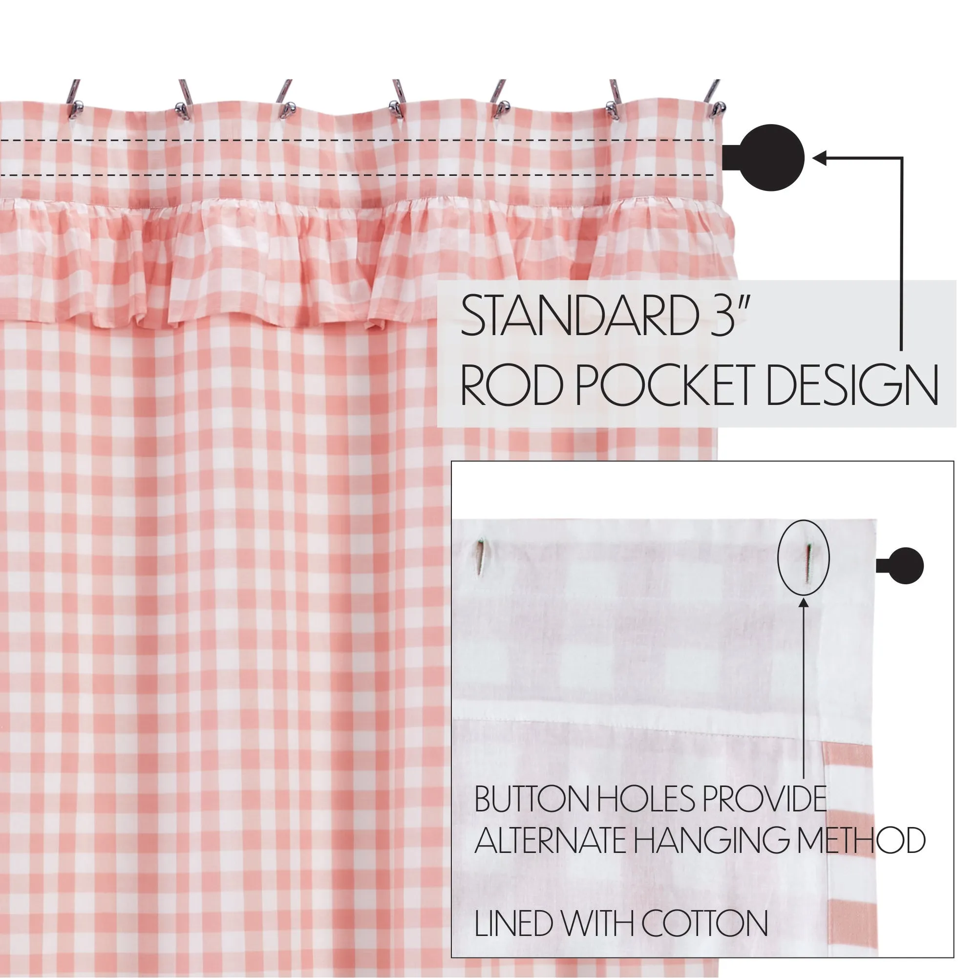 Coral Ann Buffalo Check Ruffled Shower Curtain