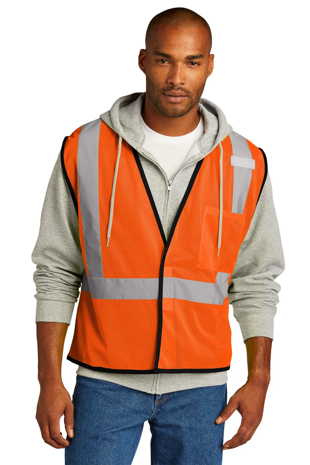 CornerStone Mens ANSI 107 Class 2 Mesh Vest w/ Pocket - Safety Orange  Cheaper Clothing Cornerstone