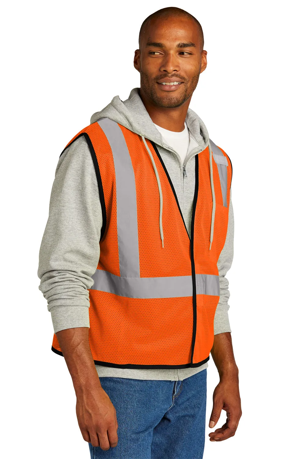 CornerStone Mens ANSI 107 Class 2 Mesh Vest w/ Pocket - Safety Orange  Cheaper Clothing Cornerstone