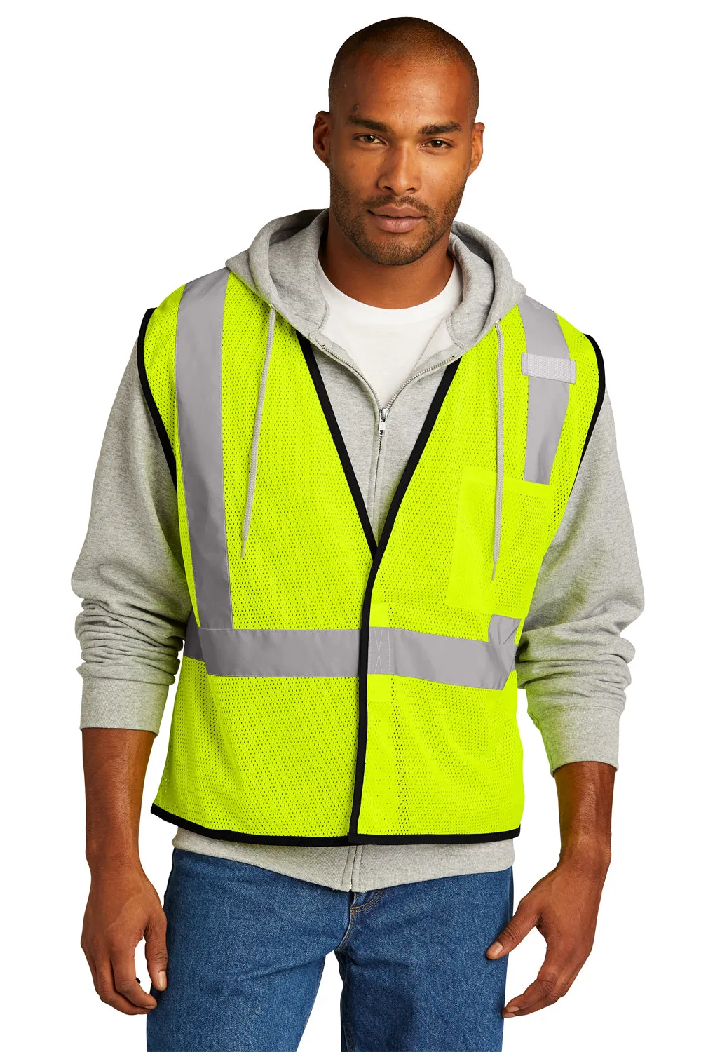 CornerStone Mens ANSI 107 Class 2 Mesh Vest w/ Pocket - Safety Yellow  Cheaper Clothing Cornerstone