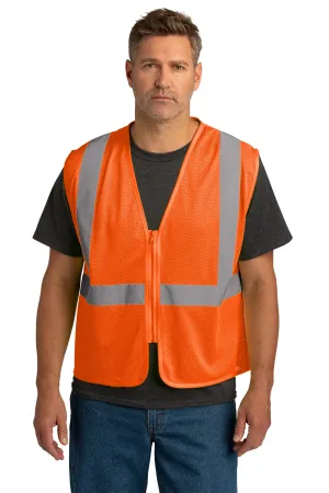 CornerStone Mens ANSI 107 Class 2 Mesh Zipper Vest - Safety Orange  Cheaper Clothing Cornerstone