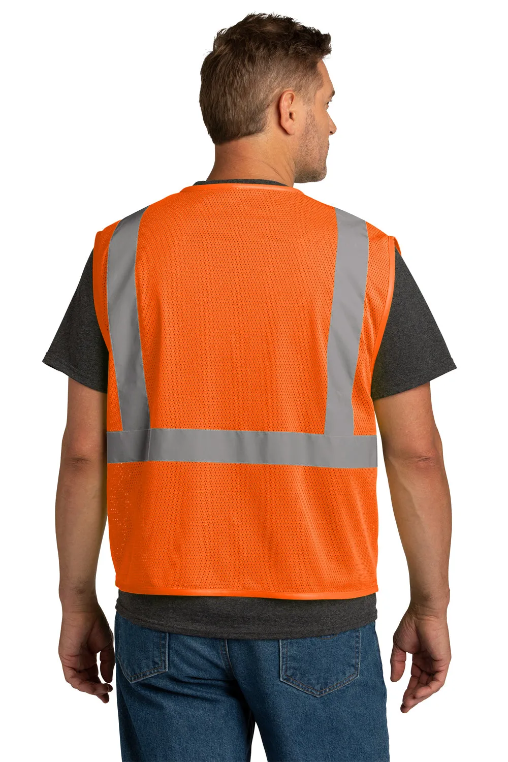 CornerStone Mens ANSI 107 Class 2 Mesh Zipper Vest - Safety Orange  Cheaper Clothing Cornerstone