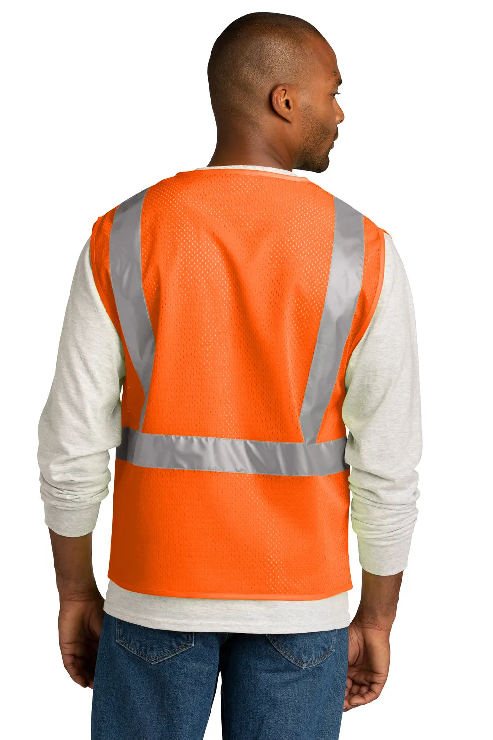CornerStone Mens ANSI 107 Class 2 Mesh Zipper Vest - Safety Orange  Cheaper Clothing Cornerstone