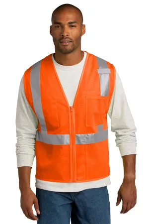CornerStone Mens ANSI 107 Class 2 Mesh Zipper Vest - Safety Orange  Cheaper Clothing Cornerstone