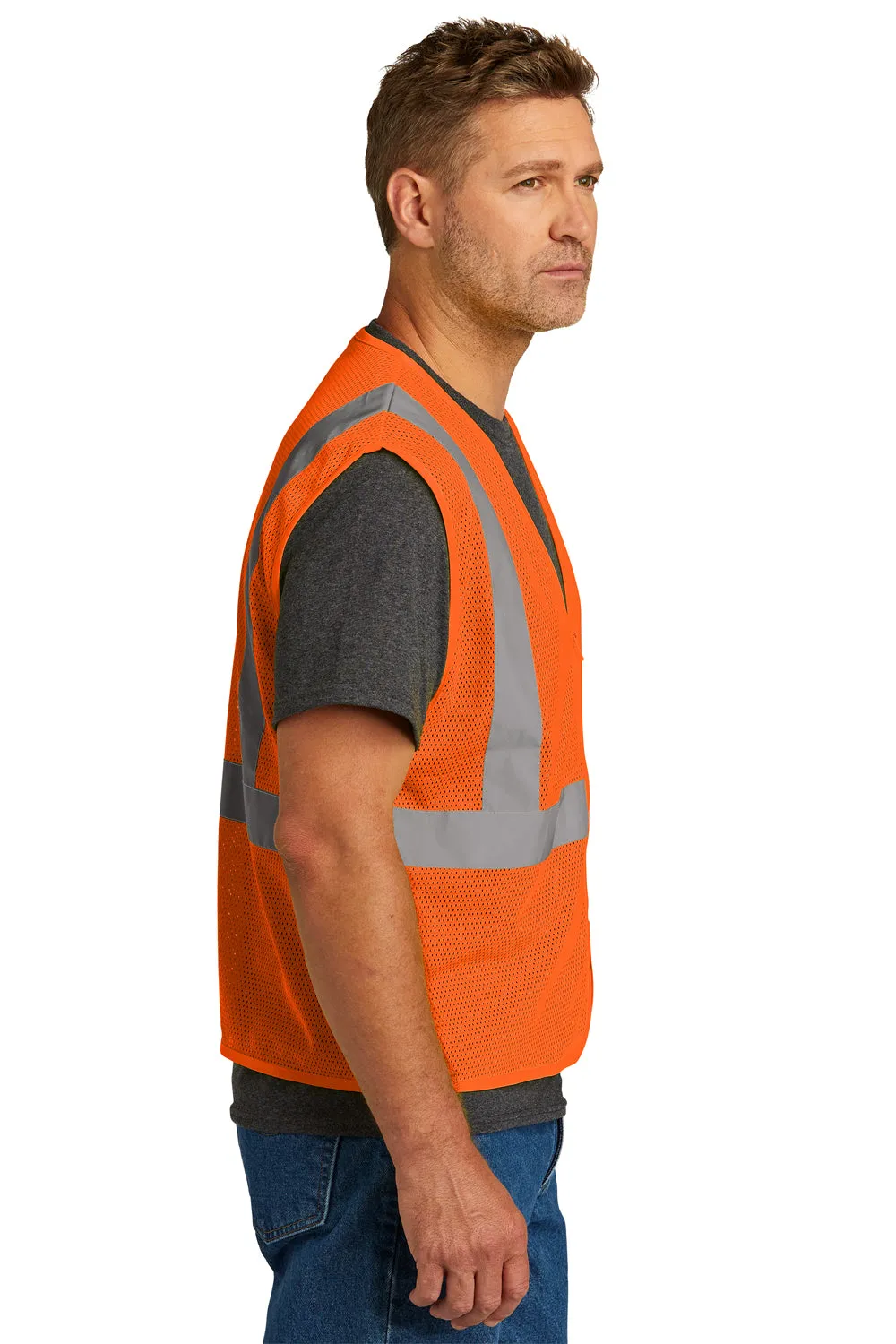 CornerStone Mens ANSI 107 Class 2 Mesh Zipper Vest - Safety Orange  Cheaper Clothing Cornerstone
