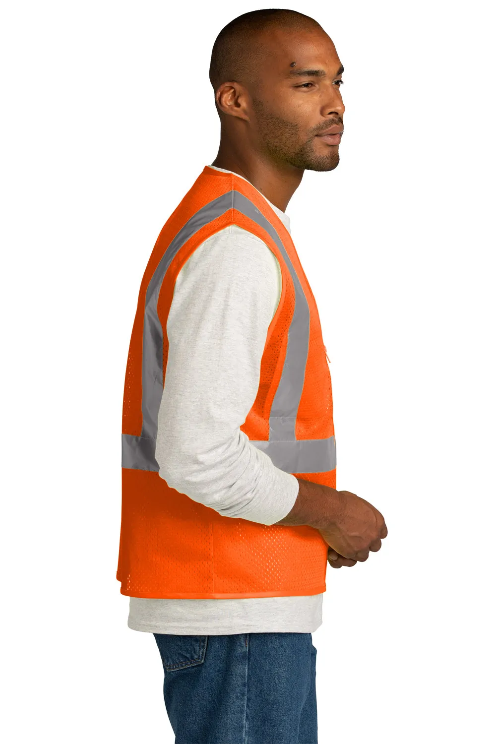CornerStone Mens ANSI 107 Class 2 Mesh Zipper Vest - Safety Orange  Cheaper Clothing Cornerstone