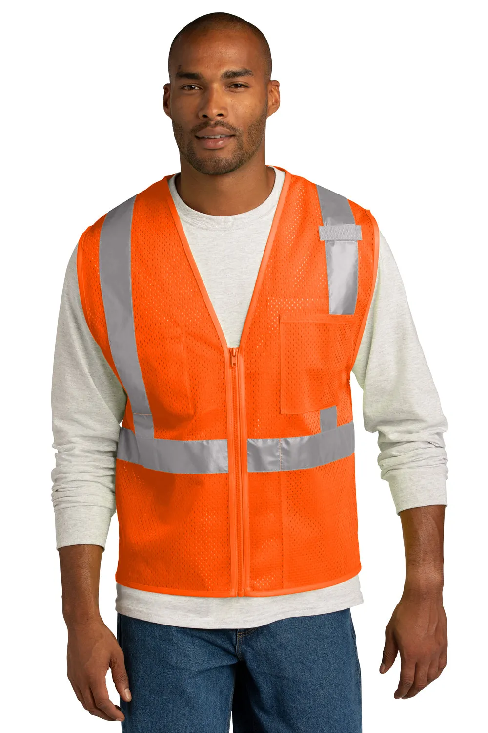 CornerStone Mens ANSI 107 Class 2 Mesh Zipper Vest - Safety Orange  Cheaper Clothing Cornerstone