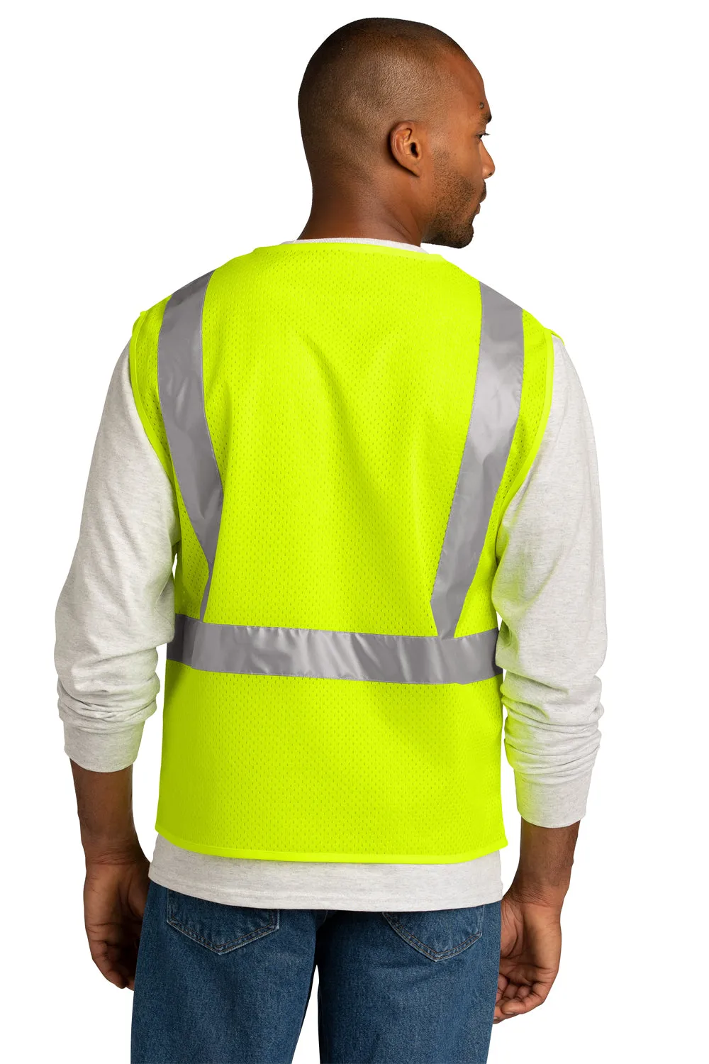 CornerStone Mens ANSI 107 Class 2 Mesh Zipper Vest - Safety Yellow  Cheaper Clothing Cornerstone