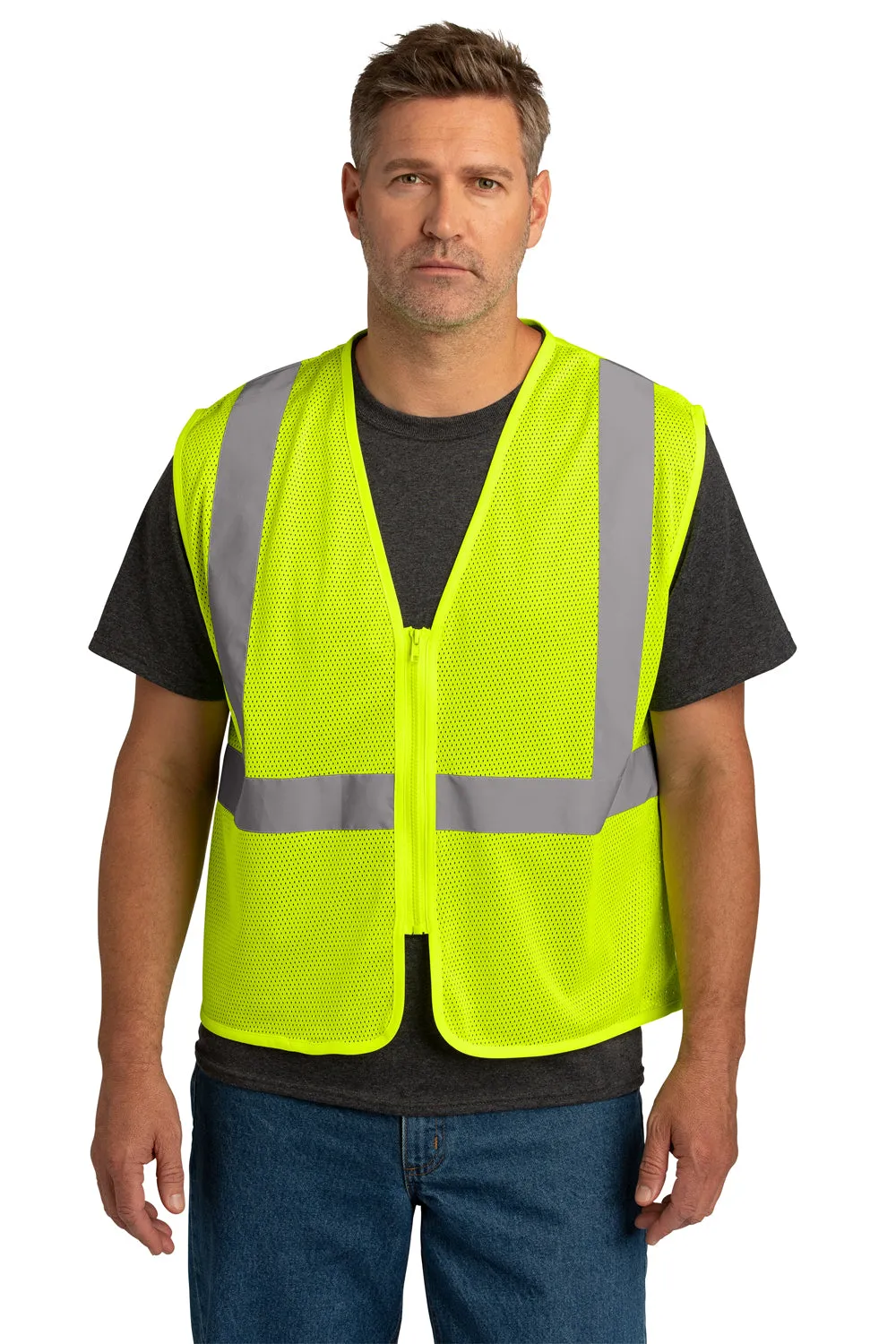 CornerStone Mens ANSI 107 Class 2 Mesh Zipper Vest - Safety Yellow  Cheaper Clothing Cornerstone