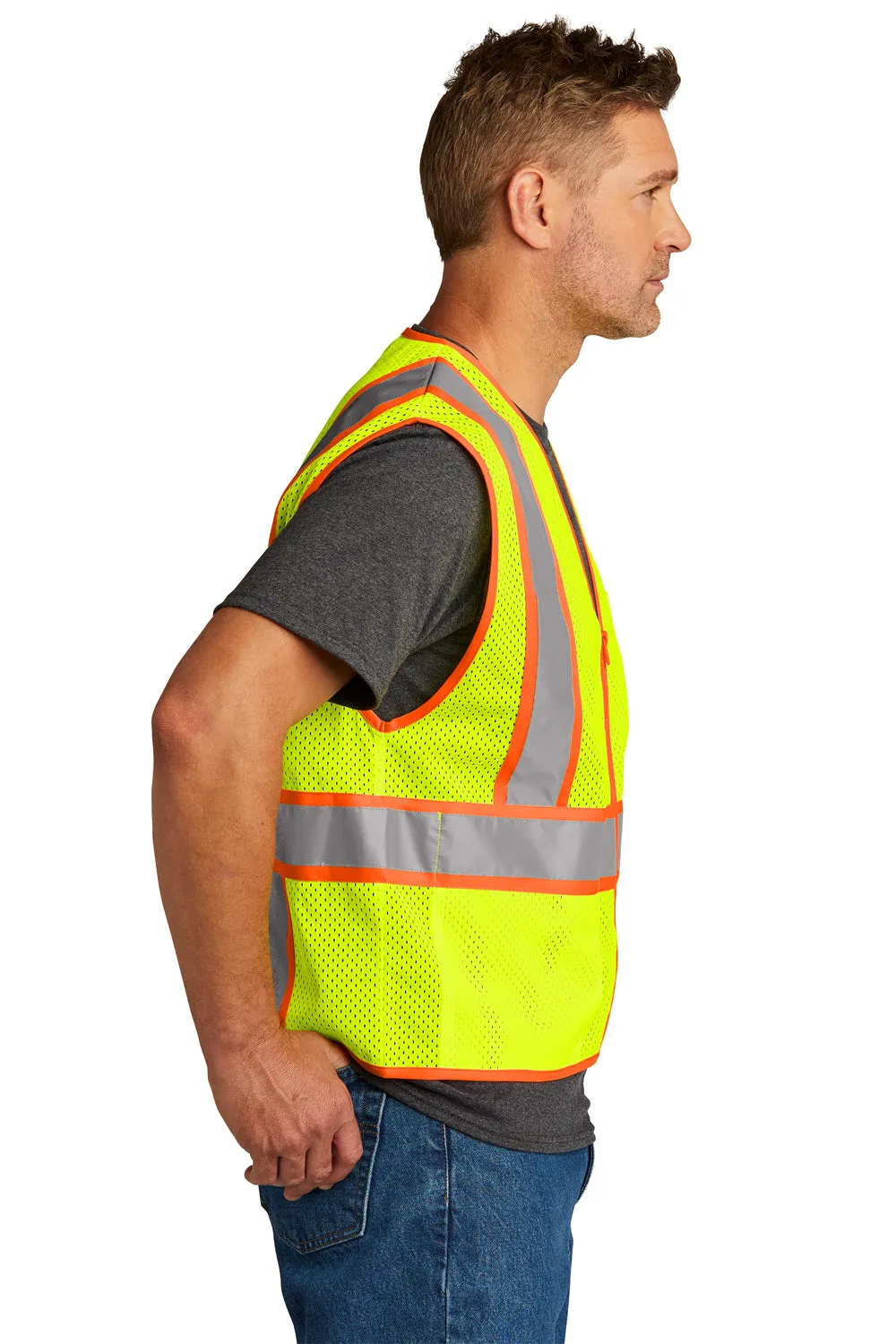 CornerStone Mens ANSI 107 Class 2 Mesh Zipper Vest - Safety Yellow  Cheaper Clothing Cornerstone