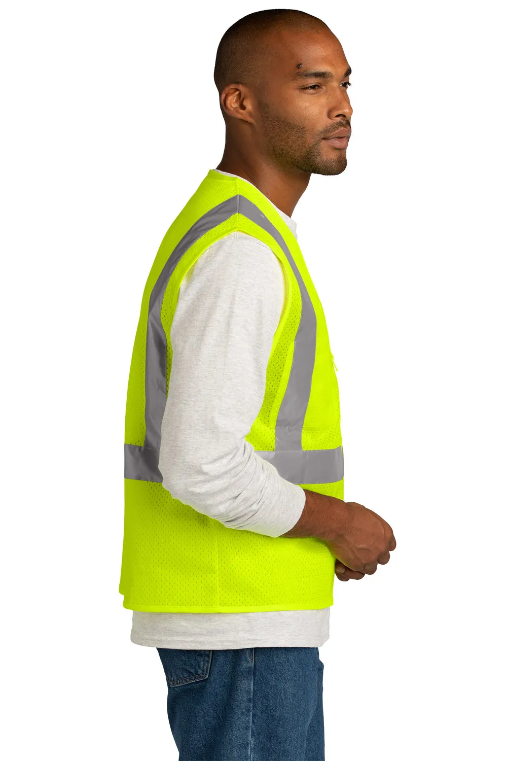 CornerStone Mens ANSI 107 Class 2 Mesh Zipper Vest - Safety Yellow  Cheaper Clothing Cornerstone