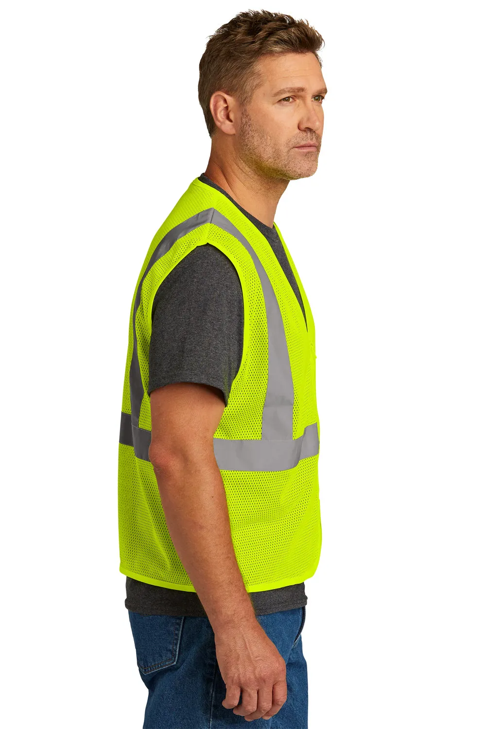 CornerStone Mens ANSI 107 Class 2 Mesh Zipper Vest - Safety Yellow  Cheaper Clothing Cornerstone