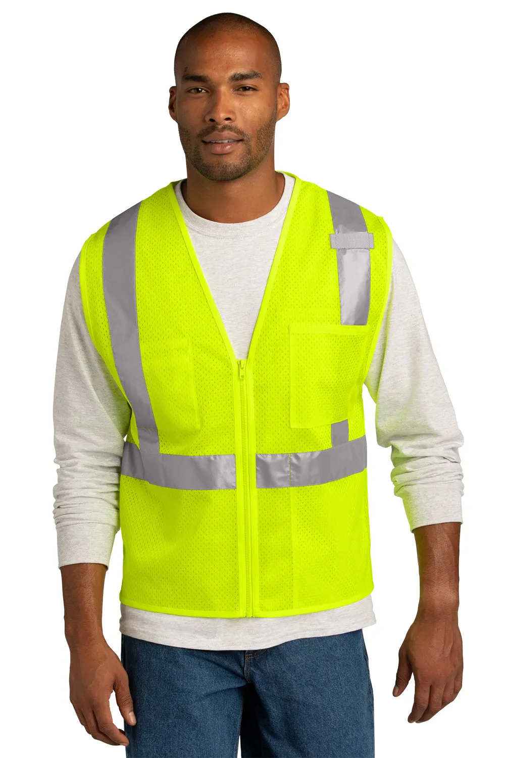 CornerStone Mens ANSI 107 Class 2 Mesh Zipper Vest - Safety Yellow  Cheaper Clothing Cornerstone