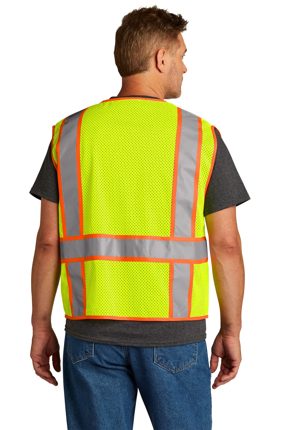CornerStone Mens ANSI 107 Class 2 Mesh Zipper Vest - Safety Yellow  Cheaper Clothing Cornerstone