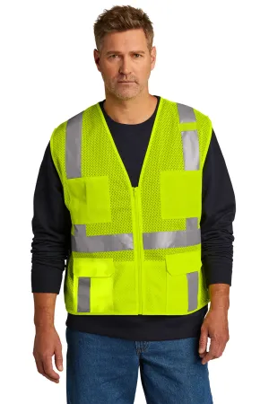 CornerStone Mens ANSI 107 Class 2 Mesh Zipper Vest w/ Pocket - Safety Yellow  Cheaper Clothing Cornerstone