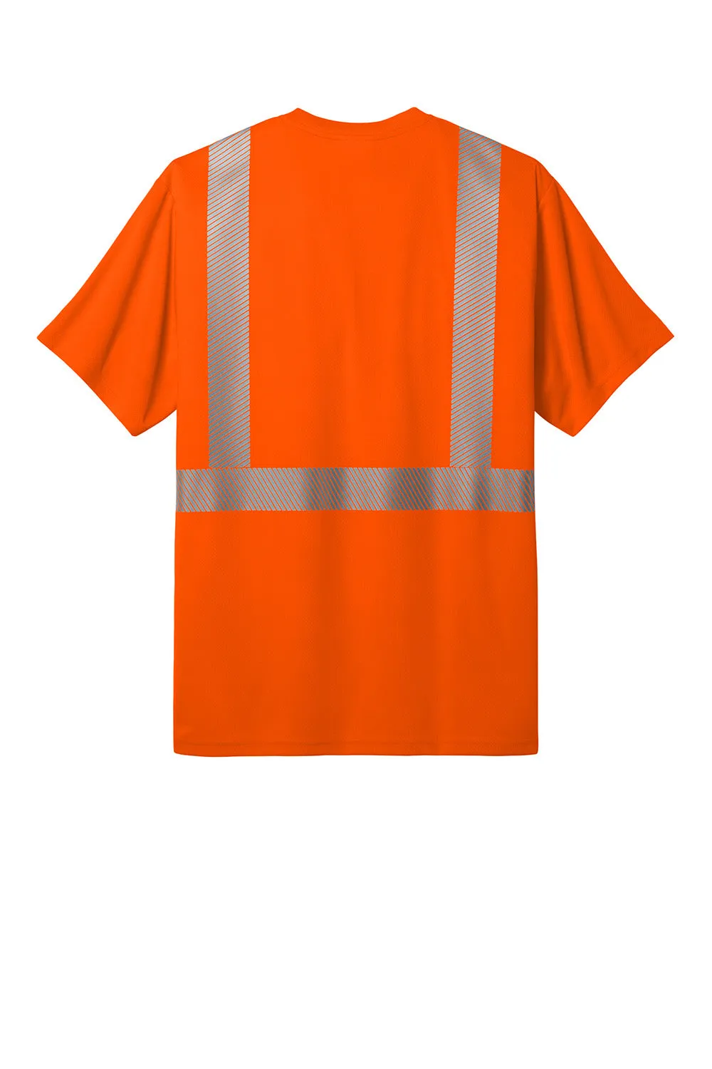 CornerStone Mens ANSI 107 Class 2 Moisture Wicking Short Sleeve Crewneck T-Shirt w/ Pocket - Safety Orange  Cheaper Clothing Cornerstone