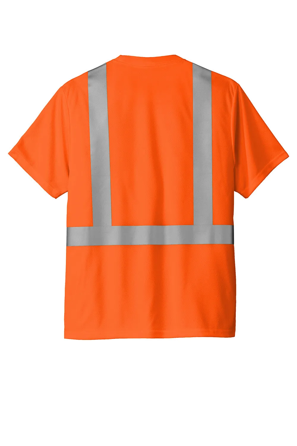 CornerStone Mens ANSI 107 Class 2 Moisture Wicking Short Sleeve Crewneck T-Shirt w/ Pocket - Safety Orange  Cheaper Clothing Cornerstone