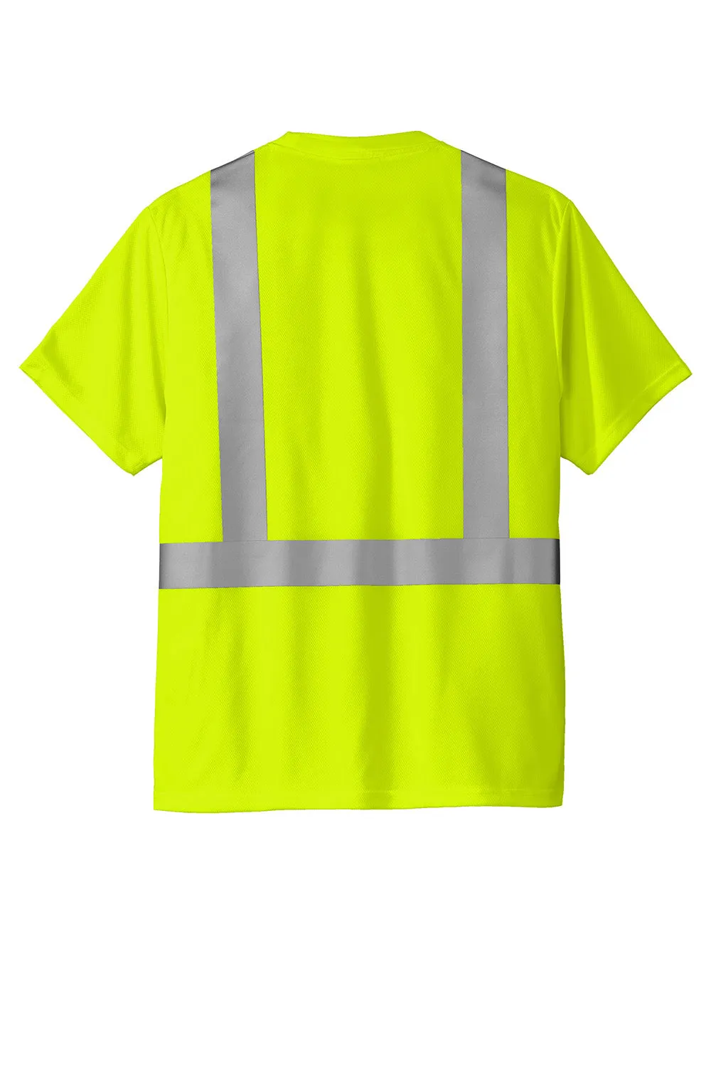 CornerStone Mens ANSI 107 Class 2 Moisture Wicking Short Sleeve Crewneck T-Shirt w/ Pocket - Safety Yellow  Cheaper Clothing Cornerstone