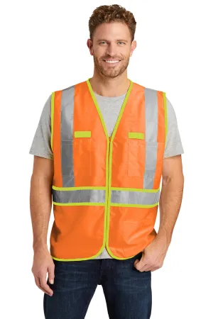 CornerStone Mens ANSI 107 Class 2 Safety Full Zip Vest - Safety Orange  Cheaper Clothing Cornerstone