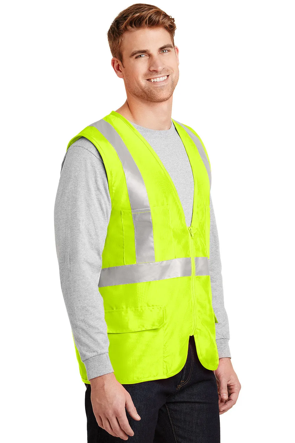 CornerStone Mens ANSI 107 Class 2 Safety Full Zip Vest - Safety Yellow  Cheaper Clothing Cornerstone