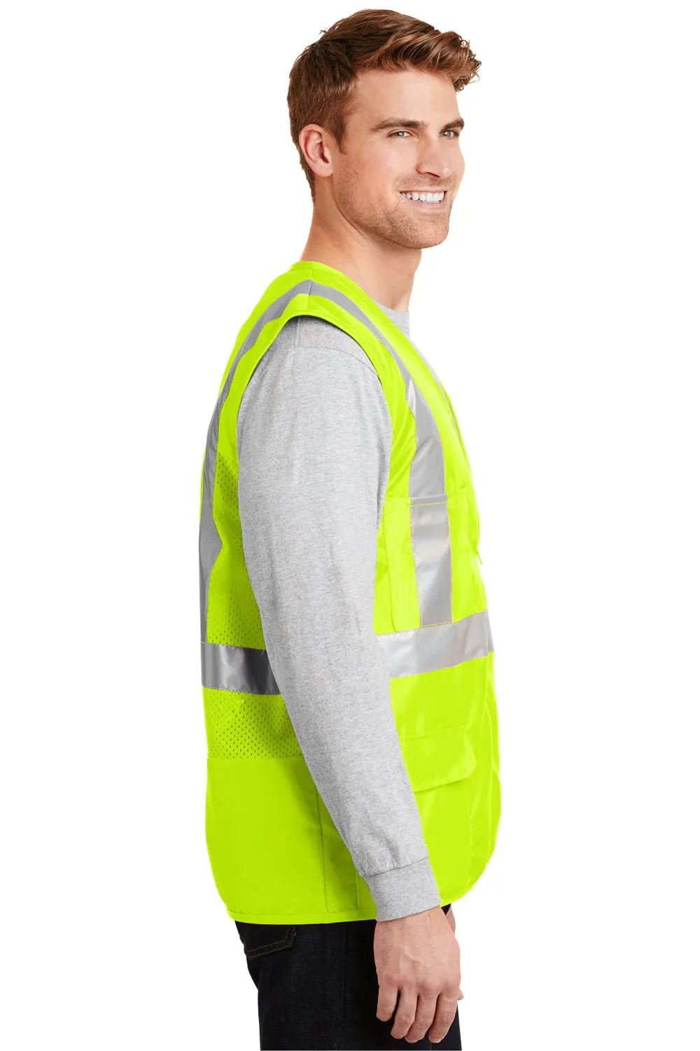 CornerStone Mens ANSI 107 Class 2 Safety Full Zip Vest - Safety Yellow  Cheaper Clothing Cornerstone