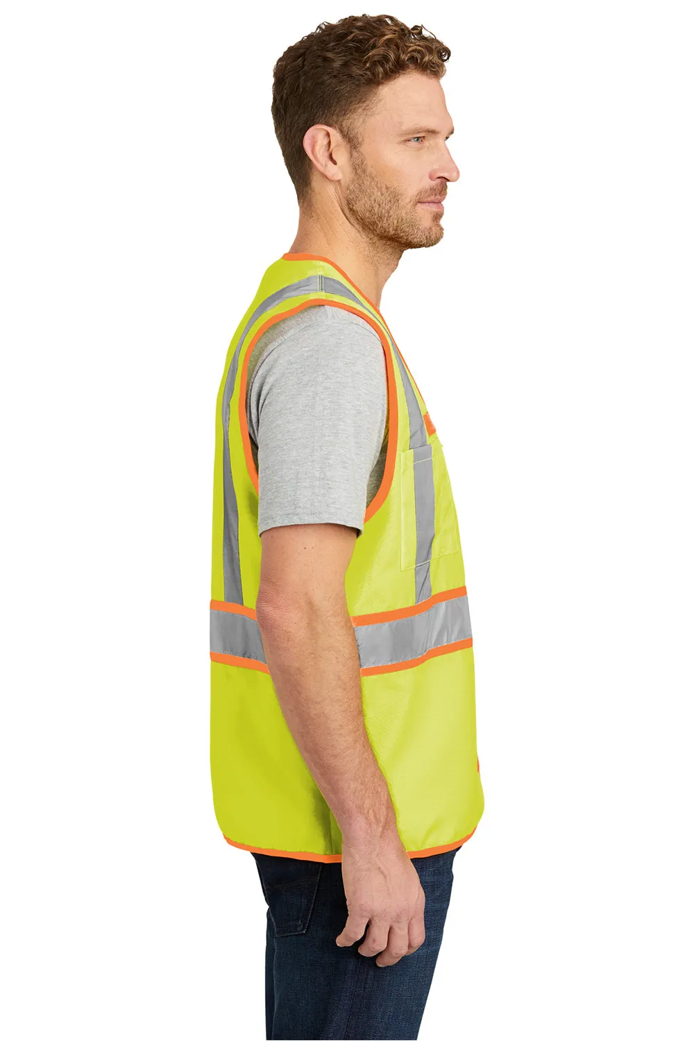 CornerStone Mens ANSI 107 Class 2 Safety Full Zip Vest - Safety Yellow  Cheaper Clothing Cornerstone