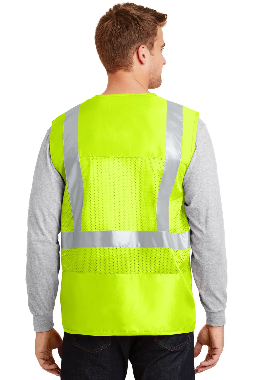 CornerStone Mens ANSI 107 Class 2 Safety Full Zip Vest - Safety Yellow  Cheaper Clothing Cornerstone