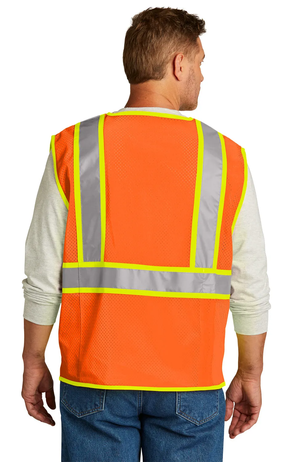 CornerStone Mens ANSI 107 Class 2 Surveyor Zipper Vest w/ Pocket - Safety Orange  Cheaper Clothing Cornerstone