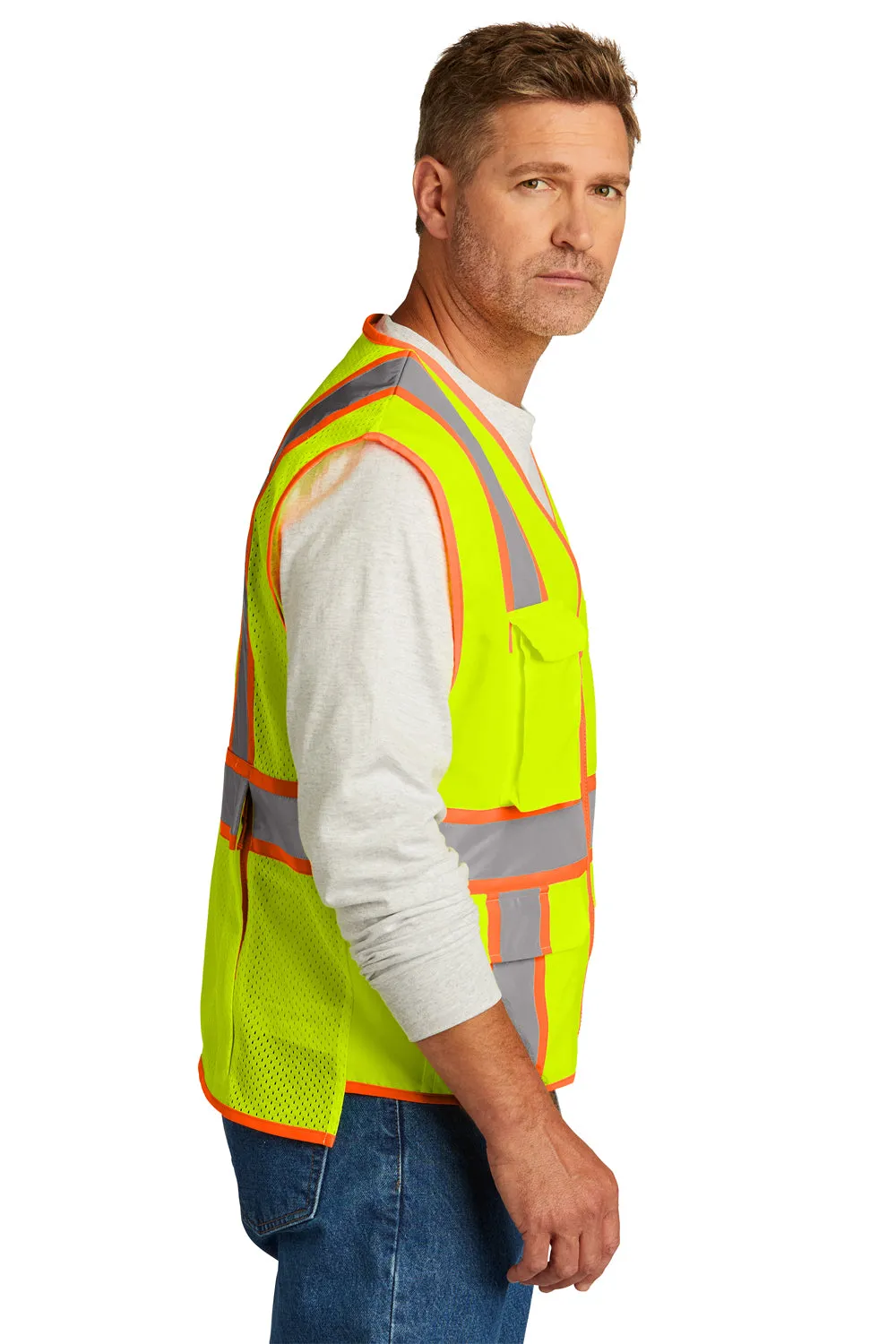 CornerStone Mens ANSI 107 Class 2 Surveyor Zipper Vest w/ Pocket - Safety Yellow  Cheaper Clothing Cornerstone