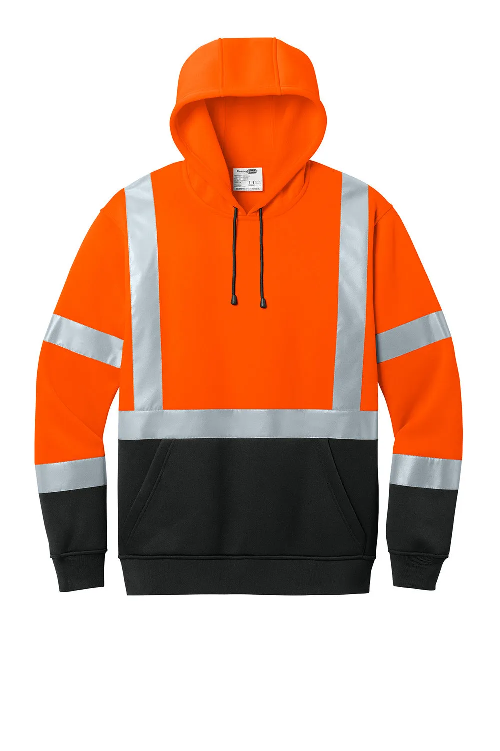 CornerStone Mens ANSI 107 Class 3 Heavy Duty Fleece Hooded Sweatshirt Hoodie w/ Pouch Pocket - Safety Orange  Cheaper Clothing Cornerstone