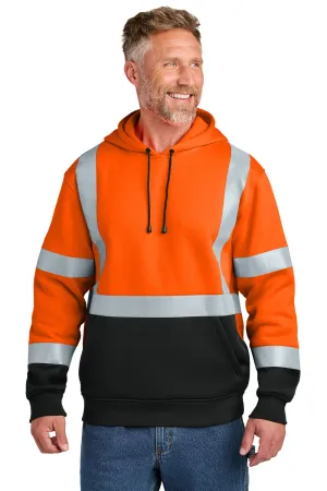 CornerStone Mens ANSI 107 Class 3 Heavy Duty Fleece Hooded Sweatshirt Hoodie w/ Pouch Pocket - Safety Orange  Cheaper Clothing Cornerstone