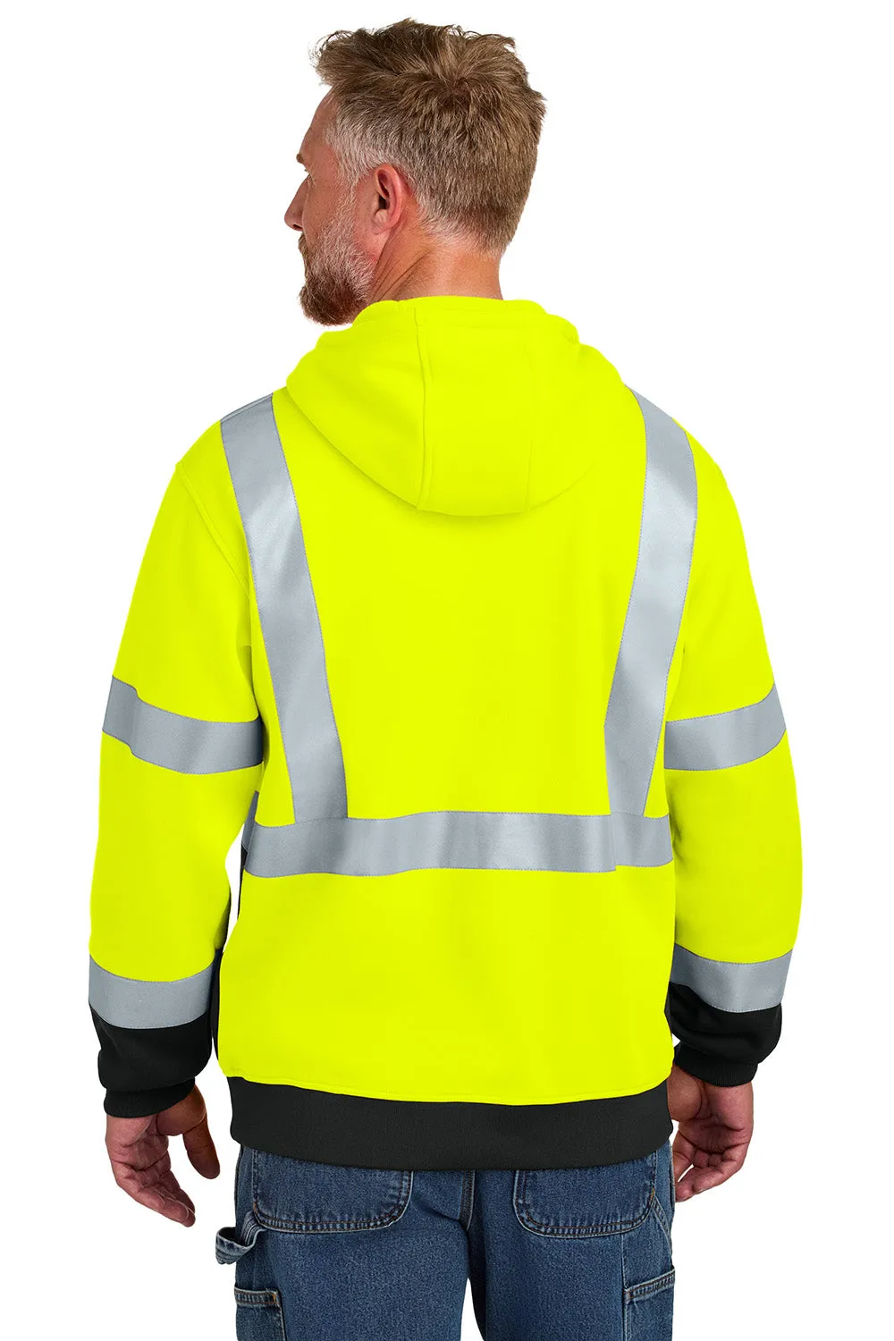 CornerStone Mens ANSI 107 Class 3 Heavy Duty Fleece Hooded Sweatshirt Hoodie w/ Pouch Pocket - Safety Yellow  Cheaper Clothing Cornerstone