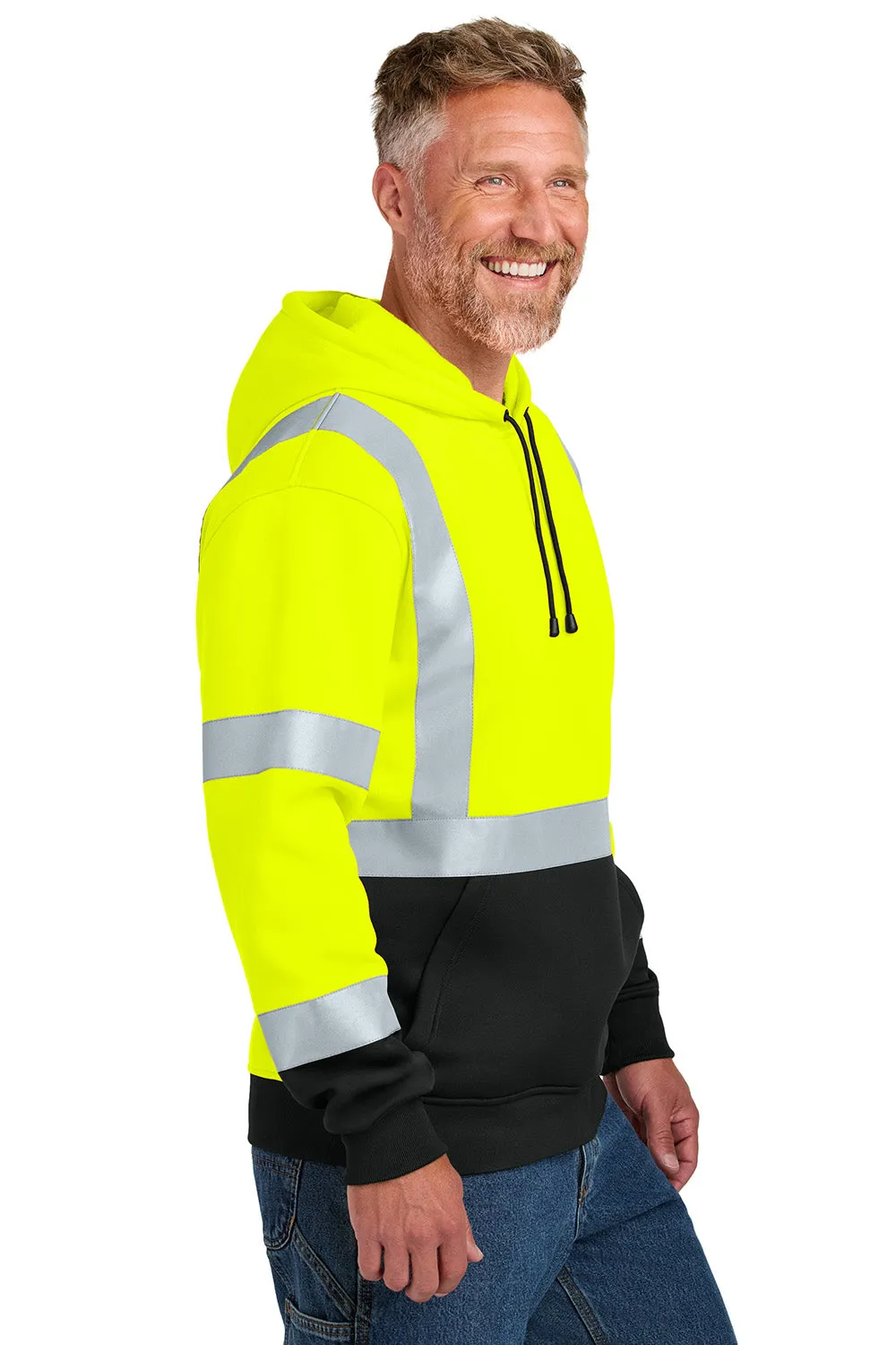 CornerStone Mens ANSI 107 Class 3 Heavy Duty Fleece Hooded Sweatshirt Hoodie w/ Pouch Pocket - Safety Yellow  Cheaper Clothing Cornerstone