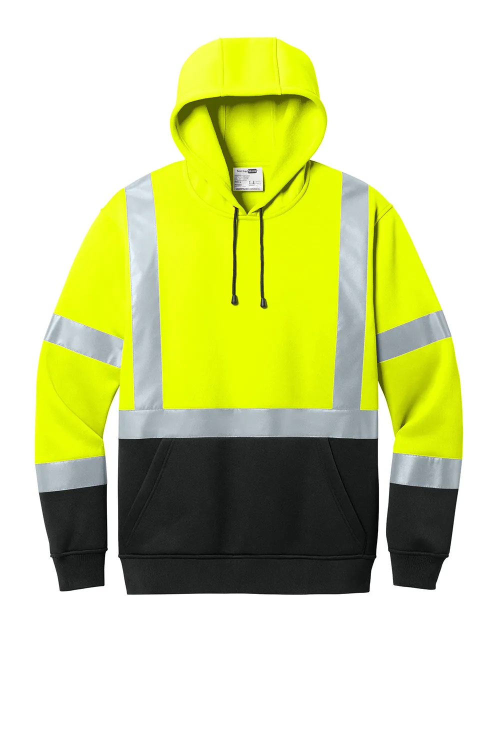 CornerStone Mens ANSI 107 Class 3 Heavy Duty Fleece Hooded Sweatshirt Hoodie w/ Pouch Pocket - Safety Yellow  Cheaper Clothing Cornerstone