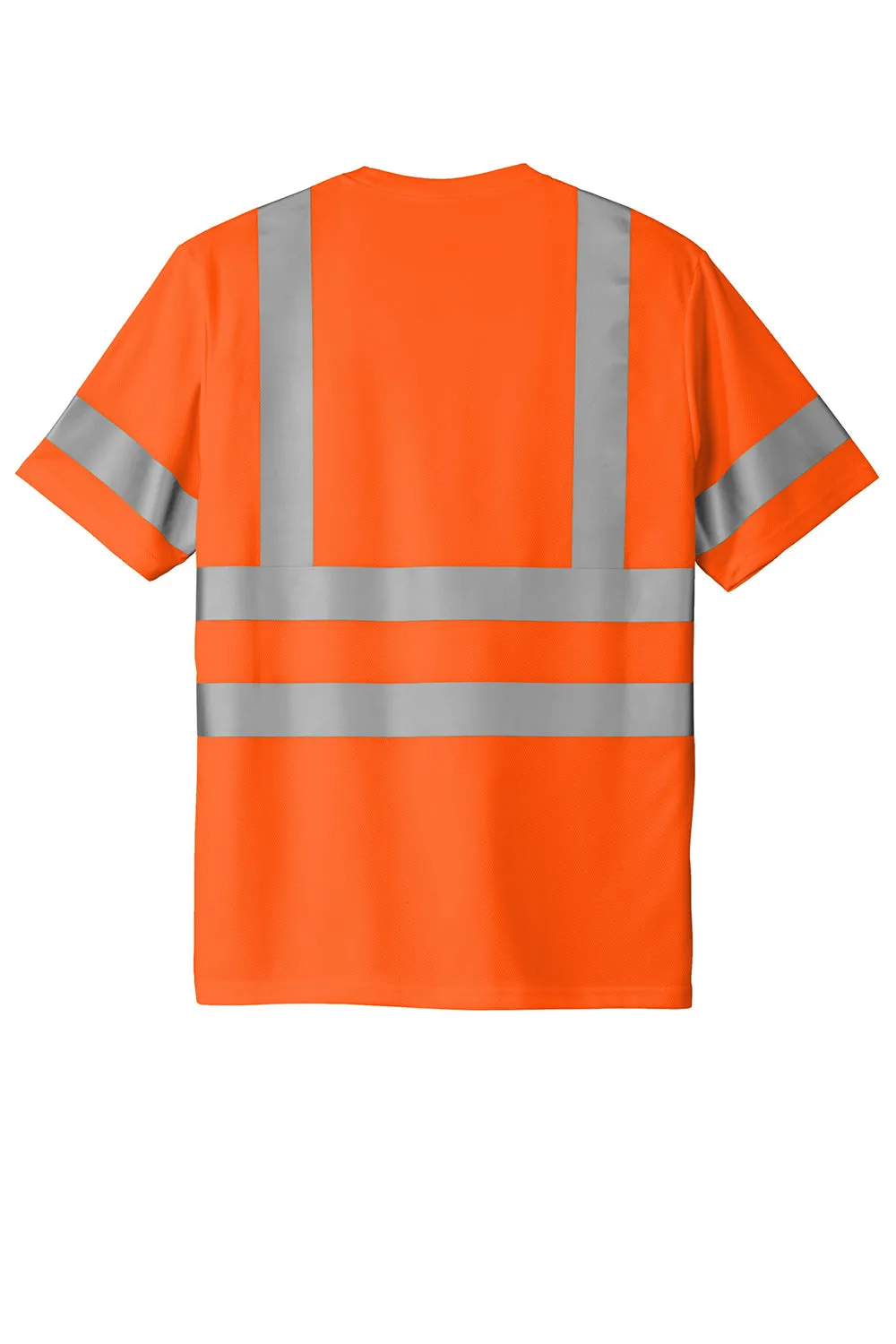 CornerStone Mens ANSI 107 Class 3 Moisture Wicking Short Sleeve Crewneck T-Shirt w/ Pocket - Safety Orange  Cheaper Clothing Cornerstone