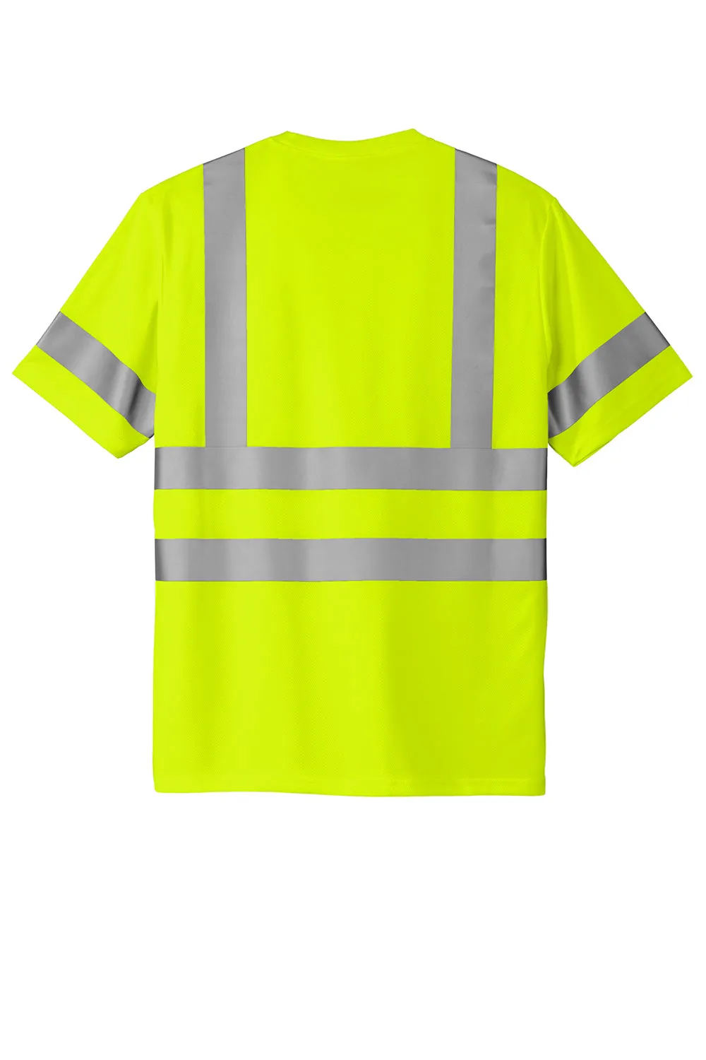 CornerStone Mens ANSI 107 Class 3 Moisture Wicking Short Sleeve Crewneck T-Shirt w/ Pocket - Safety Yellow  Cheaper Clothing Cornerstone