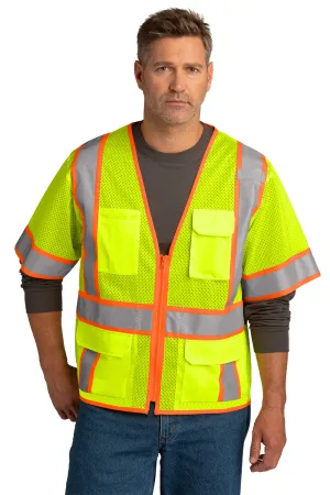 CornerStone Mens ANSI 107 Class 3 Surveyor Mesh Zipper Vest w/ Pocket - Safety Yellow  Cheaper Clothing Cornerstone